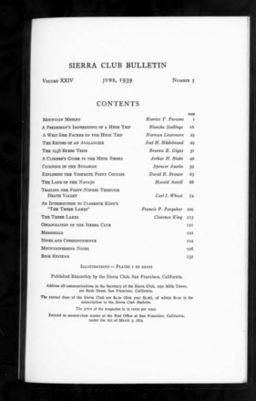 Sierra Club Bulletin 1939 Vol 24 No 3 June cover